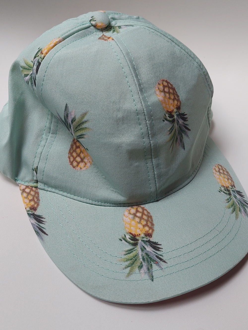 Pineapple Print Mint Baseball Cap With Neon Pink Accents